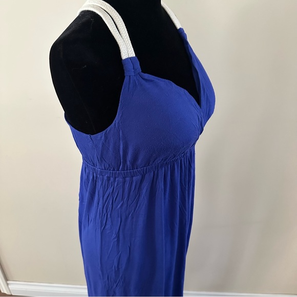 Pink Rose Maxi Dress, Royal Blue, Size Medium - Picture 5 of 10